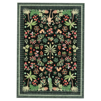 Garvee Jungle Animal Rug 10x13 Washable Non Slip Low Pile Botanical Area Rug Black for Living Room Nursery Playroom