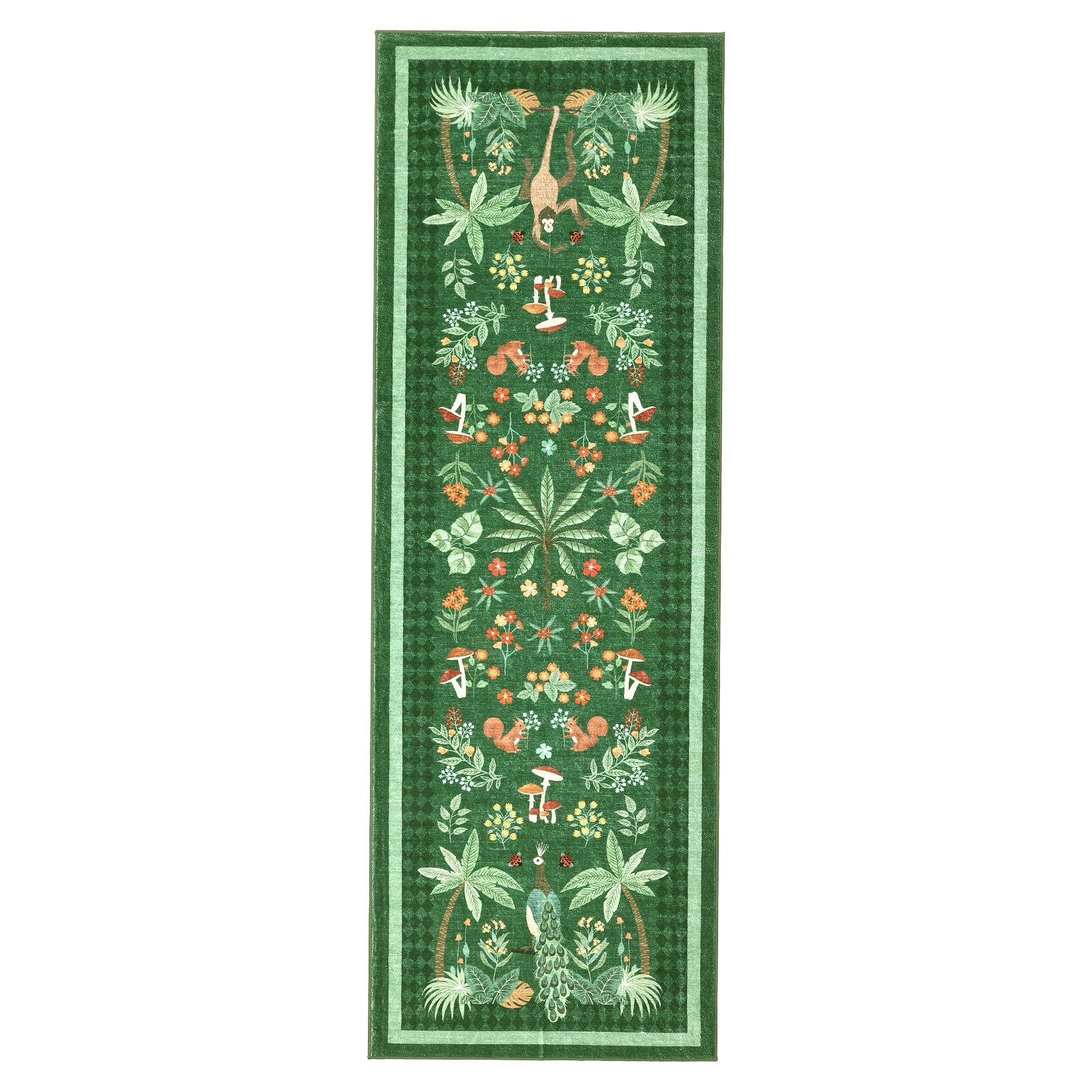 Garvee Tropical Jungle Runner Rug 2x6, Washable Non Slip Kitchen Hallway Rug, Botanical Animal Print Low Pile Carpet for Entryway Laundry Bathroom, Green