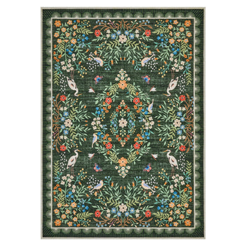 Garvee Green 10x13 Area Rug Washable Floral Non Slip Low Pile Carpet for Living Room Bedroom Dining Office Nursery