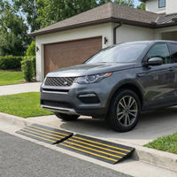 Garvee Heavy Duty Low Profile Rubber Curb Ramp for Driveway, Garage – 33,000 lbs Capacity, 2.6" Rise – Safe Entry for Cars, Trucks, RVs, Wheelchairs – Reflective Strips, 48" Length – Specs: 1.2m 4-layer membrane, 1 piece, New model