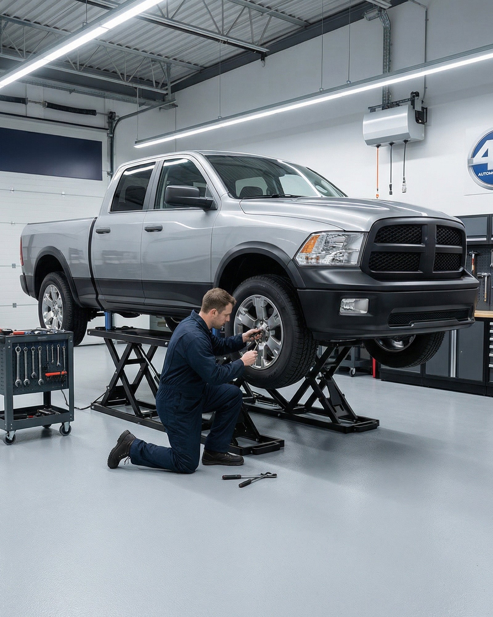 Garvee 7000 LBS Heavy Duty Hydraulic Car Lift, Portable Scissor Lift with Q235B Carbon Steel Frame, 26.8" Max Height Collapsible Auto Lift with Extension Plates for Home Garage, SUVs, Light Trucks