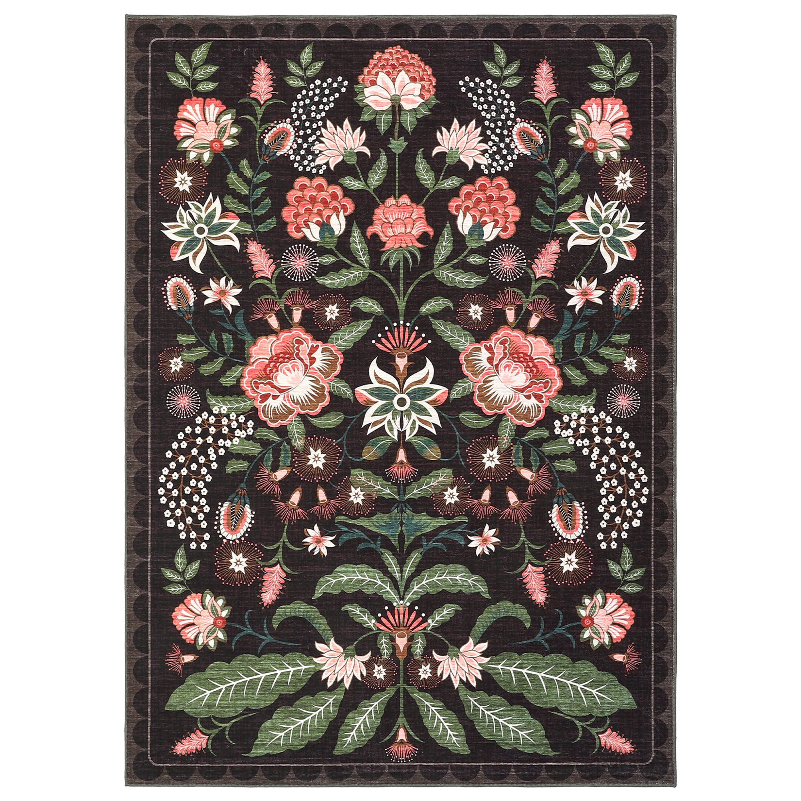 Garvee Washable 9x12 Area Rug Vintage Floral Botanical Rug Non Slip Soft Low Pile Indoor Carpet for Living Room Bedroom