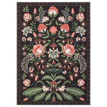 Garvee 8x10 Floral Washable Area Rug Vintage Soft Low Pile Non-Shedding Carpet for Living Room Bedroom Nursery Black