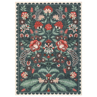 Garvee Vintage Floral Area Rug 5x7 Washable Non Slip Low Pile Carpet for Living Room Bedroom Nursery, Grey Green