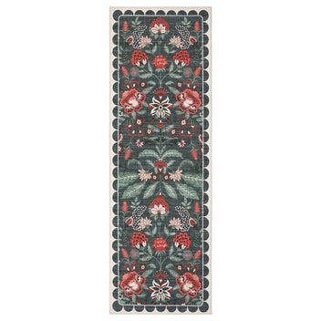 Garvee Washable 2x6 Runner Rug Vintage Floral Botanical Rug Non Slip Soft Low Pile Indoor Carpet for Hallway Kitchen Entryway, Gray Green