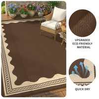 Garvee Outdoor Rug 10x14 Waterproof Reversible Plastic Straw Quick-Dry Stain-Resistant Lightweight Foldable for Patio Camping Picnic