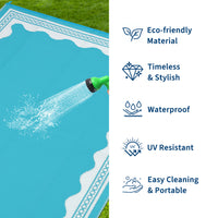 Garvee Outdoor Rug 8x10 Scalloped Waterproof Reversible Plastic Straw Foldable Lightweight Patio Deck Beach