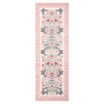 Garvee Floral Kitchen Rug 2x6 - Botanical Pattern, Non-Slip Low Pile, Stain Resistant, Machine Washable, Lightweight, Vintage Pink for Hallway Bathroom