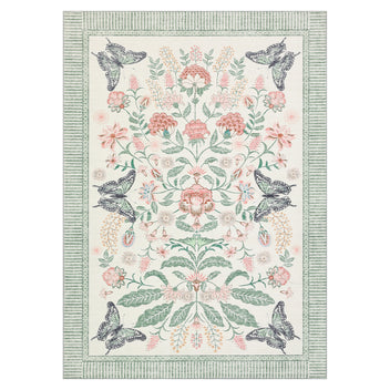 Garvee Green 10x13 Area Rugs, Washable Non Slip Floral Rug for Kids Bedroom, Vintage Oriental Indoor Carpet for Living Room, Dining Room, Office, Retro Accent, Farmhouse Home Decor