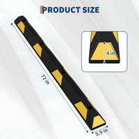2PCS 72 Inch Rubber Parking Curb Set, Heavy Duty Wheel Stop with Reflective Safety Stripes, Bolt-Down Parking Block for Garage, Driveway, Warehouse & Commercial Parking Lots