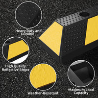2PCS 72 Inch Rubber Parking Curb Set, Heavy Duty Wheel Stop with Reflective Safety Stripes, Bolt-Down Parking Block for Garage, Driveway, Warehouse & Commercial Parking Lots