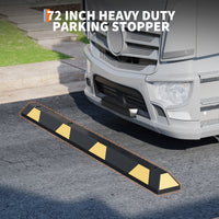 2PCS 72 Inch Rubber Parking Curb Set, Heavy Duty Wheel Stop with Reflective Safety Stripes, Bolt-Down Parking Block for Garage, Driveway, Warehouse & Commercial Parking Lots
