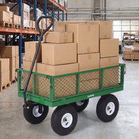 Garvee 400 lb Garden Cart Wagon, Heavy Duty Utility Cart with 10" Pneumatic Tires, Steel Frame, Removable Mesh Sides,Green