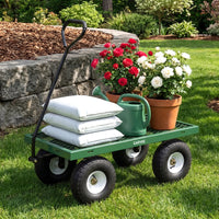 Garvee 400 lb Garden Cart Wagon, Heavy Duty Utility Cart with 10" Pneumatic Tires, Steel Frame, Removable Mesh Sides,Green