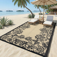 Garvee Waterproof Reversible Outdoor Rug 8x10ft - Large Plastic Straw Mat for Patio, Deck, Porch, RV, Camping, Backyard, Balcony - Easy-Clean, Weather Resistant - Black Coffee