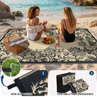 Garvee Waterproof Reversible Outdoor Rug 8x10ft - Large Plastic Straw Mat for Patio, Deck, Porch, RV, Camping, Backyard, Balcony - Easy-Clean, Weather Resistant - Black Coffee