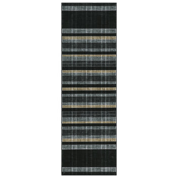 Garvee Plaid Washable Runner Rug, Non Slip Low Pile Kitchen Rug, 2x6 Black, Modern Checkered Entryway Rug