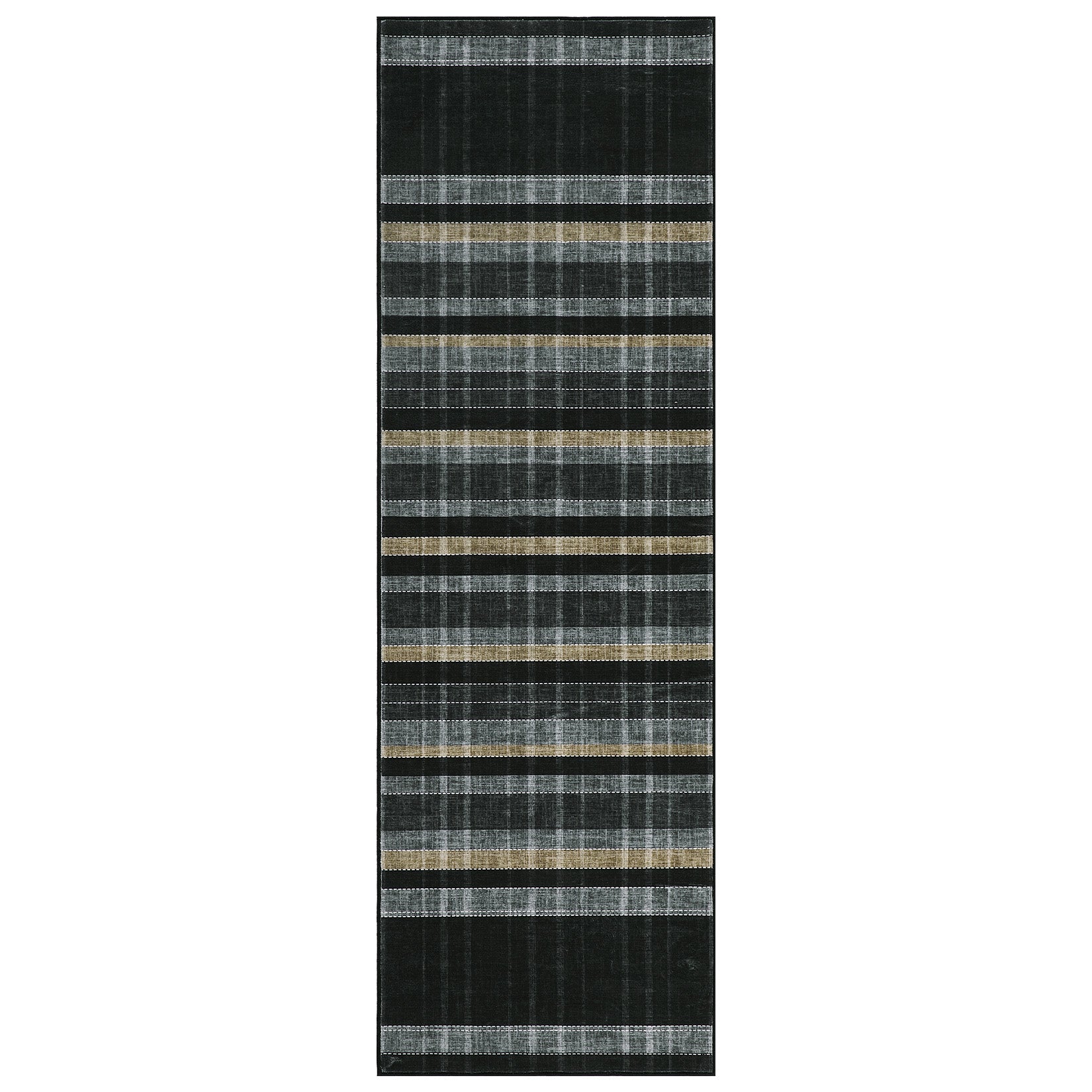 Garvee Plaid Washable Runner Rug, Non Slip Low Pile Kitchen Rug, 2x6 Black, Modern Checkered Entryway Rug