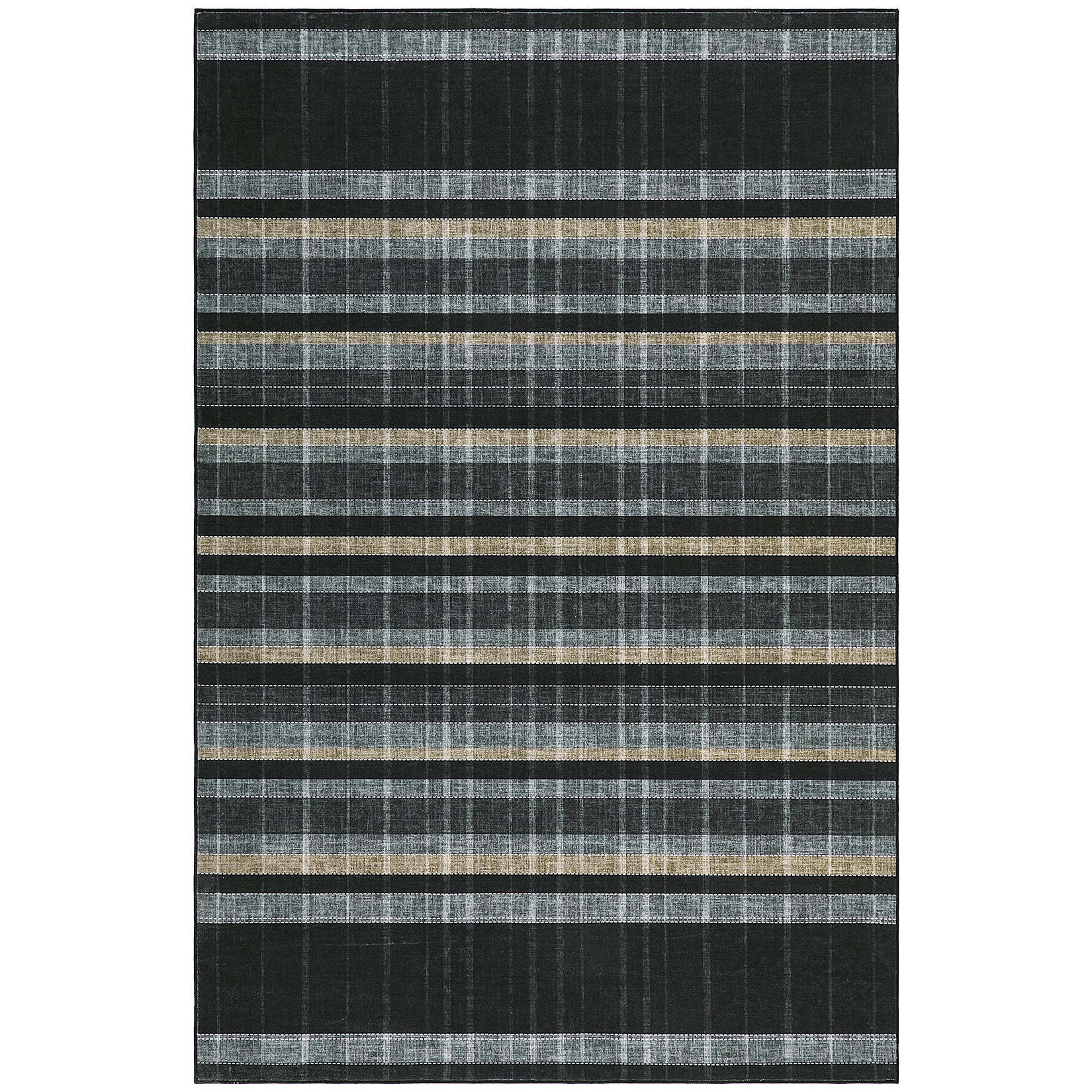 Garvee Checkered Area Rug 10x13, Washable Non Slip Low Pile Plaid Rug for Living Room Bedroom Dining Room, Black