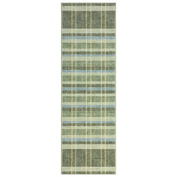 Garvee 2x6 Green Plaid Runner Rug Washable Non Slip Low Pile Kitchen Hallway Entryway Carpet Soft Farmhouse Checkered Rug