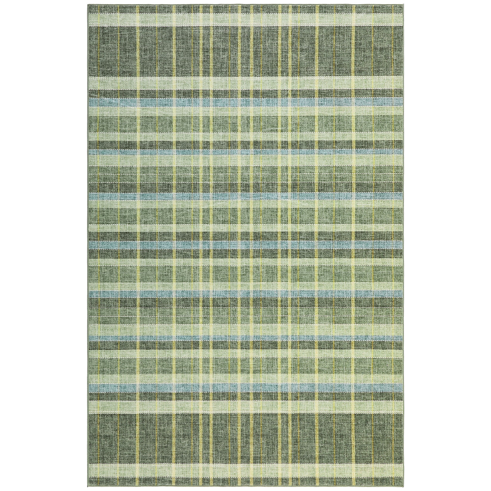 Garvee Green 8x10 Area Rug Washable Non Slip Low Pile Plaid Checkered for Living Room Dining Room Bedroom Office Large Home Decor