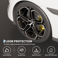 Garvee Heavy Duty Diamond Plate PVC Garage Floor Mat, 7.5x17 ft, 2.0mm Thick, Waterproof Non-Slip Protector Roll, Double-Sided Tape, Cut to Fit, For Compact SUVs, Sports Cars, Warehouse, Basement, Black