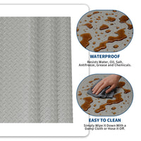 Garvee Heavy Duty Diamond Plate PVC Garage Floor Mat, 5x10 ft, 2.0mm Thick, Waterproof Non-Slip Flooring Roll, Double-Sided Tape Included, Cut to Fit, Perfect for Garage, Workshop, Basement, Warehouse, Silver Gray