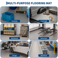 Garvee Heavy Duty Diamond Plate PVC Garage Floor Mat, 5x10 ft, 2.0mm Thick, Waterproof Non-Slip Flooring Roll, Double-Sided Tape Included, Cut to Fit, Perfect for Garage, Workshop, Basement, Warehouse, Silver Gray