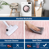 Garvee Modern Scalloped Washable Area Rug 9' × 12' – Soft Low Pile, Non-Slip, Mark Resistant Carpet for Living Room, Bedroom, Nursery, Dining Room, Office – Large Throw Rug – Blush Pink