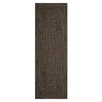 Garvee 2' x 6' Printed Braided-Style Runner Rug, Washable Low-Pile Rug with Non-Slip TPR Backing for Hallway, Kitchen & Entryway, Dark Brown