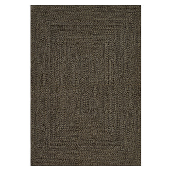 Garvee 4' x 6' Printed Braided-Style Area Rug, Washable Low-Pile Rug with Non-Slip TPR Backing for Bedroom, Office & Entryway, Dark Brown