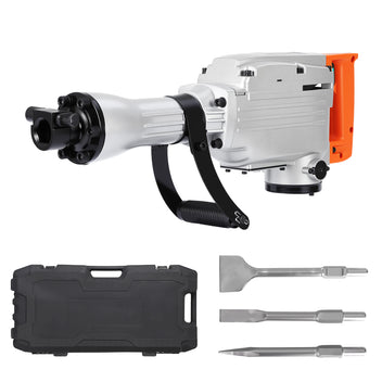 Garvee 1700W Electric Demolition Hammer, Heavy Duty Concrete Breaker with 60J Impact Energy, 1900 BPM, Anti-Vibration System, 360° Rotating Handle, Carrying Case & 3-Piece Bit Set
