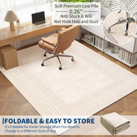 Garvee 8' x 10' Modern Geometric Non-Slip, Machine-Washable, Soft Faux Cashmere Aesthetic Area Rug- Bedrooms and Entryways, Beige