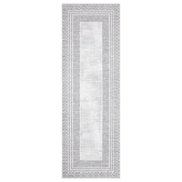 Garvee 2' x 6' Modern Geometric Non-Slip, Machine-Washable, Soft Faux Cashmere Aesthetic Area Rug- Bedrooms and Entryways, Gray