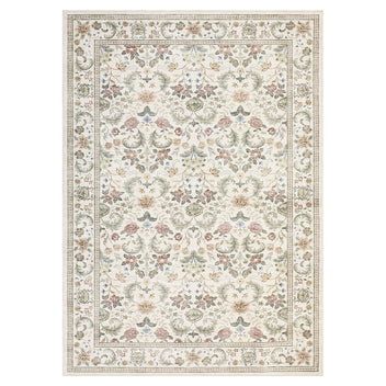Garvee 5' x 7' Beige Vintage Floral Area Rug, Washable Non-Slip Low-Pile Soft Rug for Living Room, Bedroom, Dining Room & Nursery