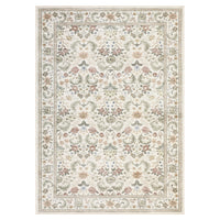Garvee 8' x 10' Beige Pastoral Floral Area Rug, Washable Non-Slip Low-Pile Large Vintage Border Rug for Living Room & Bedroom