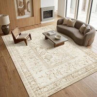 Garvee Washable Rugs for Indoor Use, Green Botanical Floral Print, Non-Slip Low Pile Soft Area Rug, Farmhouse Aesthetic Carpet for Living Room, Bedroom, Kitchen, Dining Room