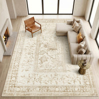 Garvee Washable Rugs for Indoor Use, Green Botanical Floral Print, Non-Slip Low Pile Soft Area Rug, Farmhouse Aesthetic Carpet for Living Room, Bedroom, Kitchen, Dining Room