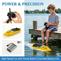 Garvee High-Speed RC Racing Boats 2-Pack for Kids & Adults – 2.4GHz, 10km/h, Self-Righting, 4 Rechargeable Batteries, For Pools & Lakes – Blue & Yellow – Multicolor
