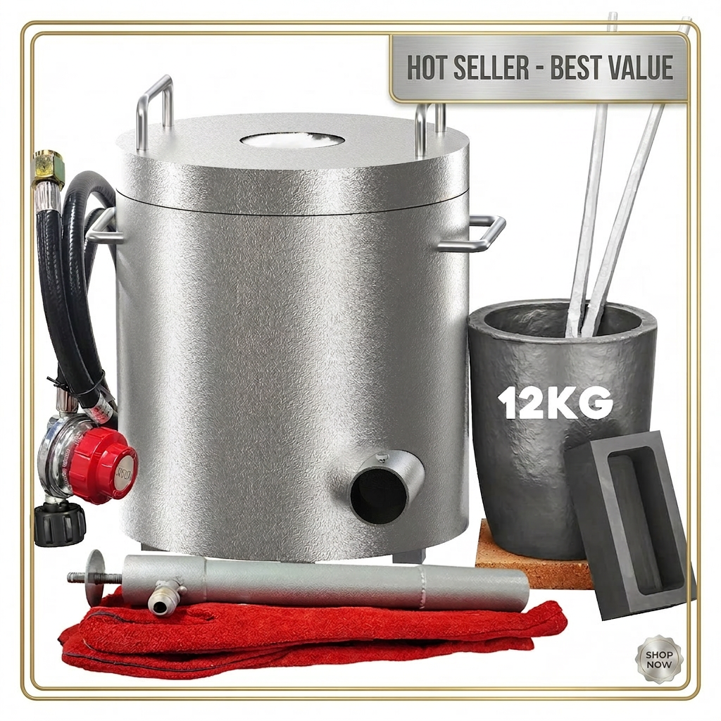 Garvee 26 lbs / 12 KG Propane Melting Furnace Kit - 2370°F Metal Foundry Furnace with Crucible and Tong, Large-Capacity Melter for Copper, Silver, Aluminum, and Gold, Ideal for Beginners