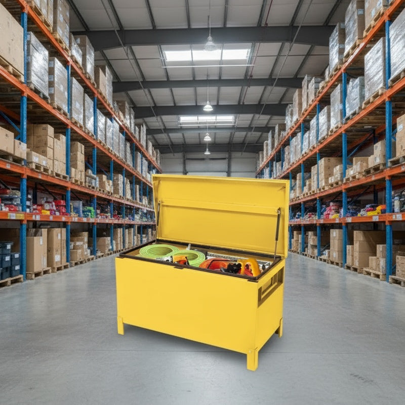 Garvee 60" × 24" × 22" Industrial Steel Truck Toolbox Lockable Recessed Handles Hydraulic Slow-Close Lid Forklift Ready Waterproof Heavy-Duty Storage for Pickup Beds & Trailers
