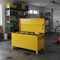 Garvee 60" × 24" × 22" Industrial Steel Truck Toolbox Lockable Recessed Handles Hydraulic Slow-Close Lid Forklift Ready Waterproof Heavy-Duty Storage for Pickup Beds & Trailers