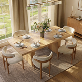 Garvee 70.9" Modern Dining Table with Hidden Storage and Fluted Legs for 6-10 People, Natural - Natural