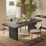 Garvee 70.9" Modern Dining Table with Hidden Storage and Fluted Legs for 6-10 People, Dark Grey - Dark Grey