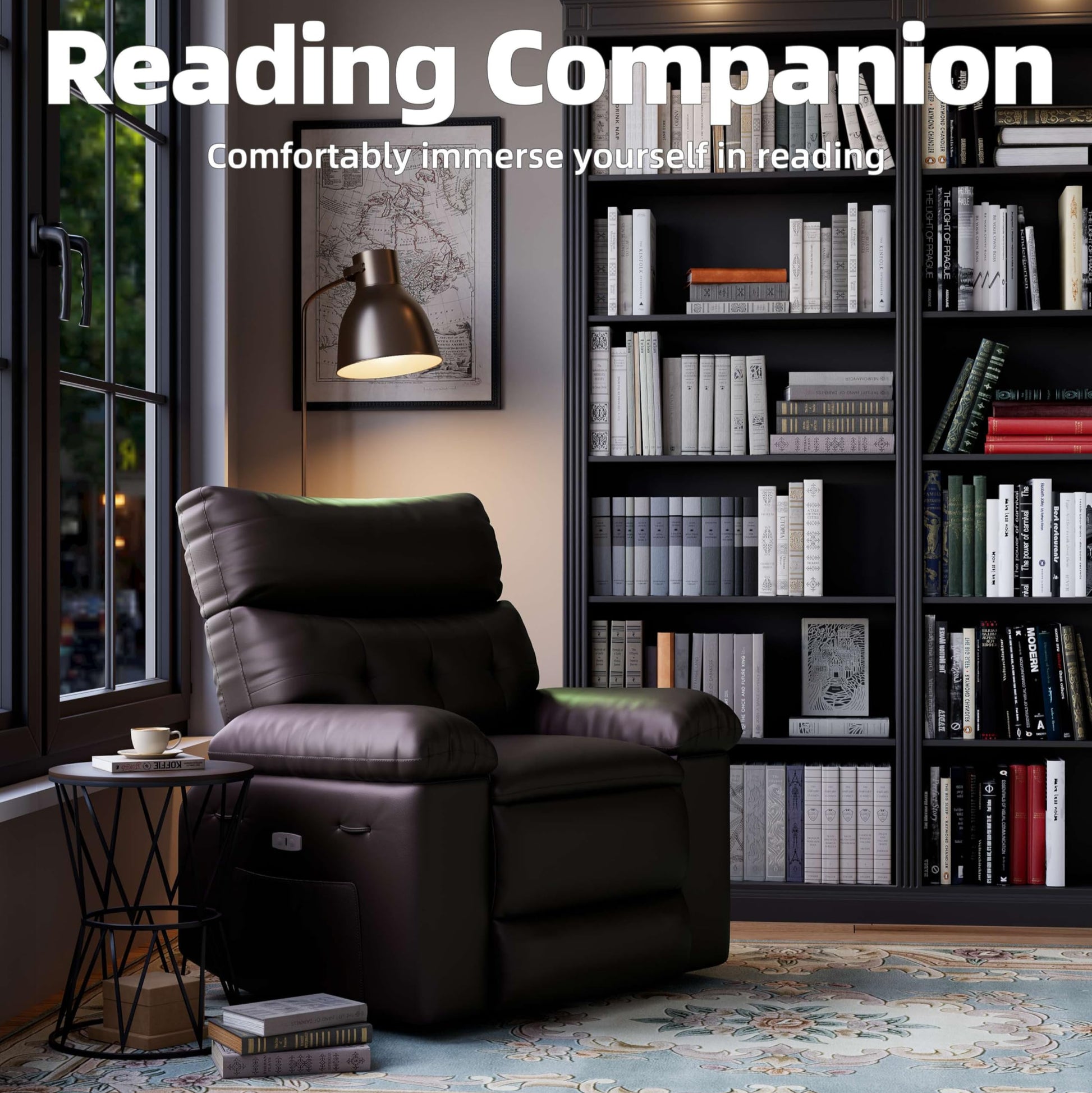 Garvee 22" Widen Rocker Swivel Recliner Chair, Lazy Boy for Adults, with Vibrating Massage and Heating, 1.5X Sponge Filling, Side Pocket, for Living Room, Bedroom, and Nursery