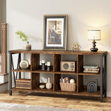 Garvee Console Table, Rustic 3 Tier Sofa Table Behind Couch, Industrial Metal Entryway Table with Storage Shelf, Farmhouse Wooden Foyer Hallway Table for Entry Living Room, Rustic Brown - Rustic Brown