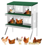Garvee 6 Compartments Metal Chicken Nesting Boxes, Nesting Boxes with Metal Legs, Chicken Laying Box with Roll Out Egg Collection with Vented Holes - Green