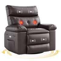 Garvee 22" Widen Rocker Swivel Recliner Chair, Lazy Boy for Adults, with Vibrating Massage and Heating, 1.5X Sponge Filling, Side Pocket, for Living Room, Bedroom, and Nursery