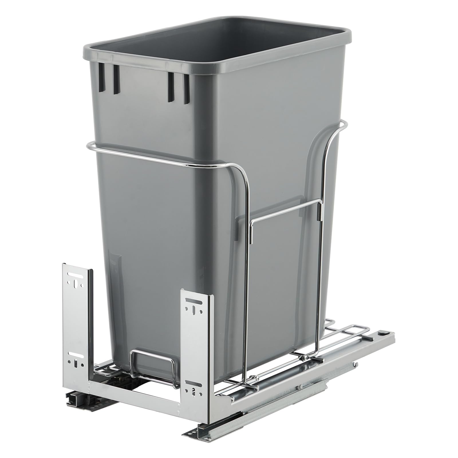 Garvee 1×30QT Garbage Waste Recyling Bin with Full Extension Slides, Space-Saving Design, Eco-Friendly Waste Management, Multi-Purpose Bins, Pullout Trash Can for Under Kitchen Cabinets, Gray