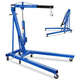 Garvee 2 Ton Engine Hoist Cherry Picker - 4400 lbs Capacity, Foldable Steel Frame, Heavy-Duty Hydraulic Crane with 6 Casters for Truck Engines and Farm Use, Blue - Blue